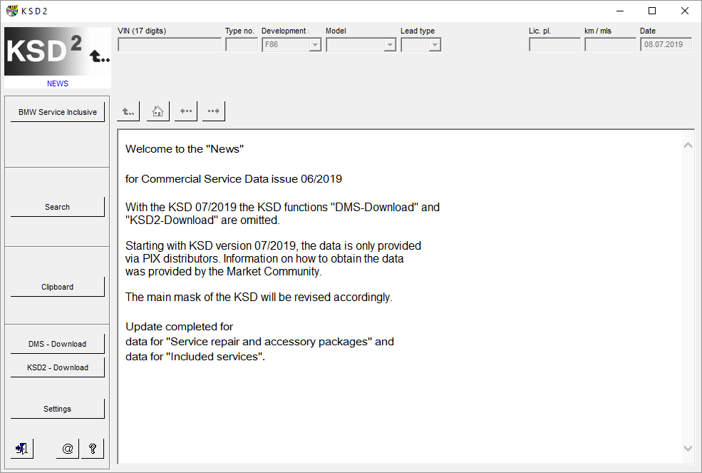 BMW KSD Commercial Service Data Software